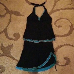 Halter top skirted tankini